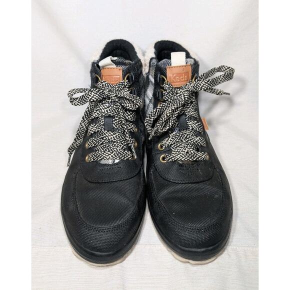 Keds Scout III Black Shearling Madras Plaid Ankle Duck Boots Womens Sz 8 WF65488 - Picture 3 of 6